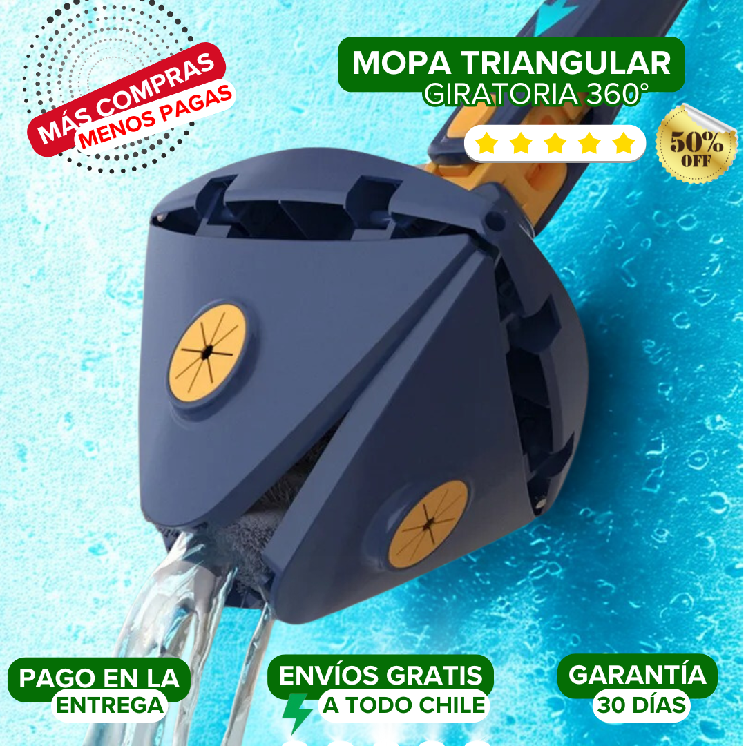 Mopa Triangular Giratoria 360° + Bastón Telescópico Gratis 💙
