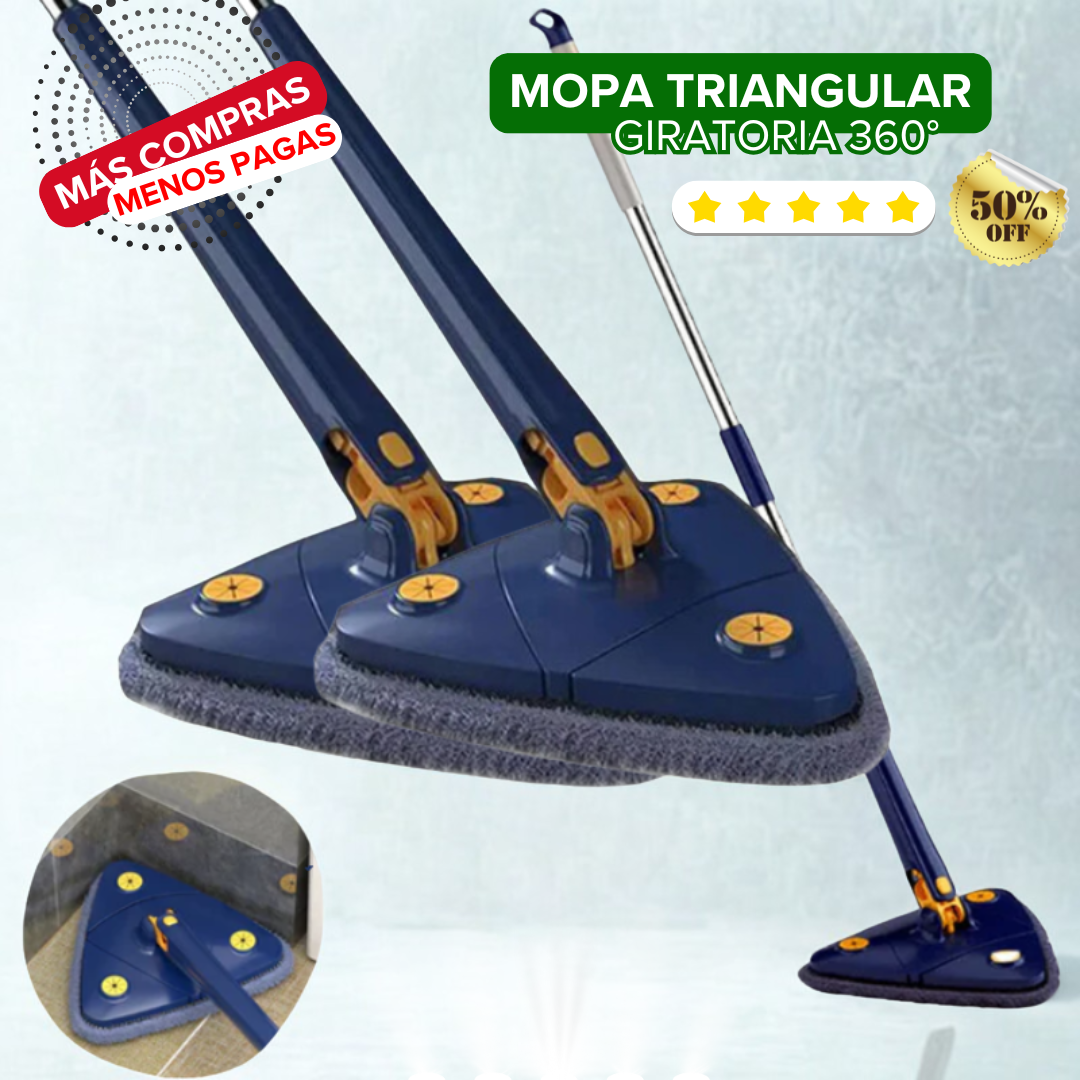 Mopa Triangular Giratoria 360° + Bastón Telescópico Gratis 💙
