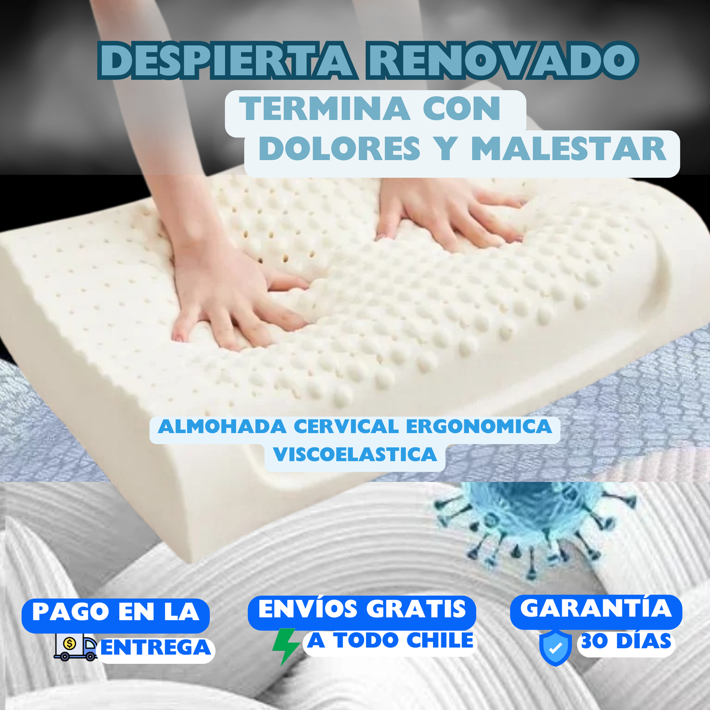 Almohada Cervical Ortopédica Ergonómica Viscoelástica