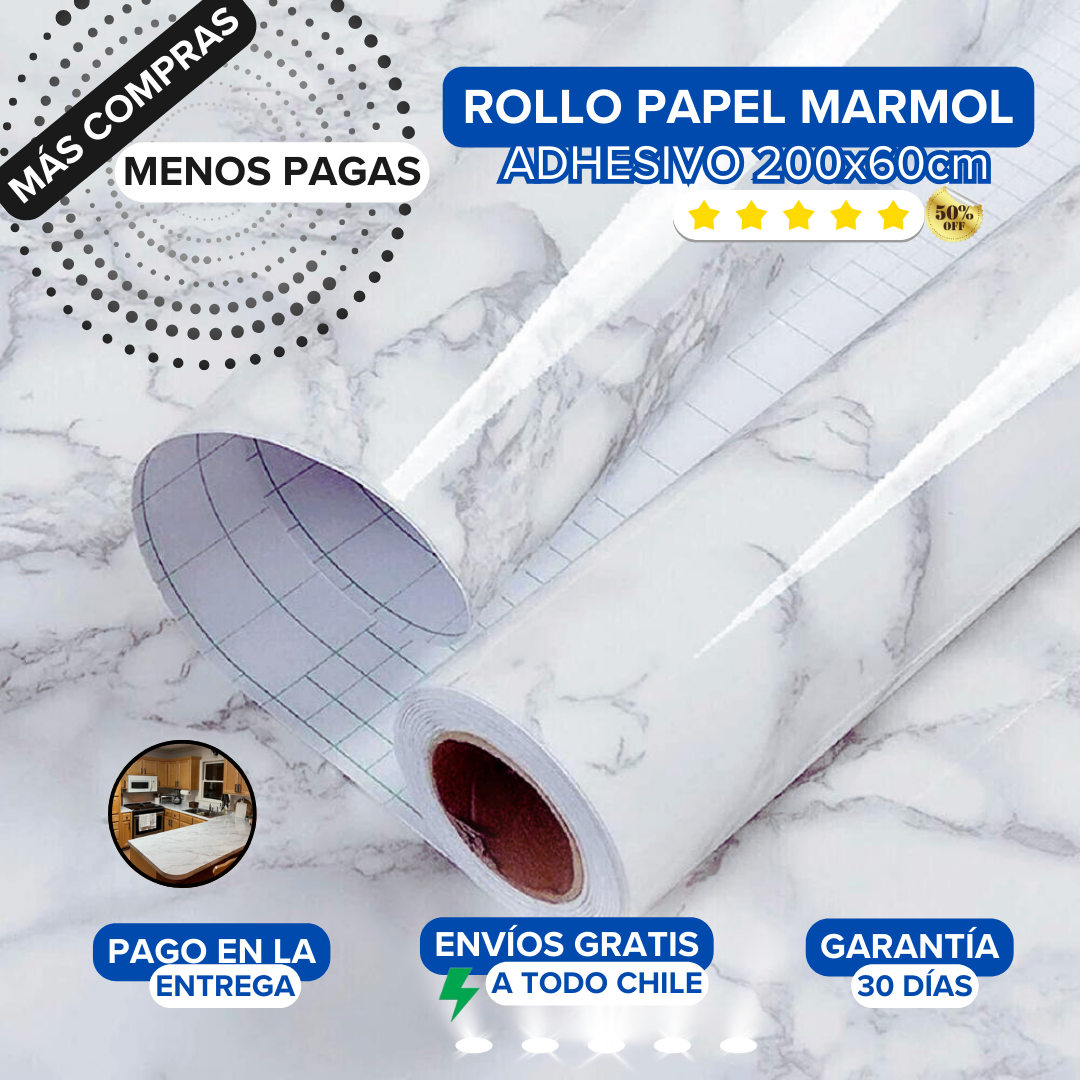 Papel Adhesivo Texturizado Mármol 300x60 cm - Liquidación de Temporada✅