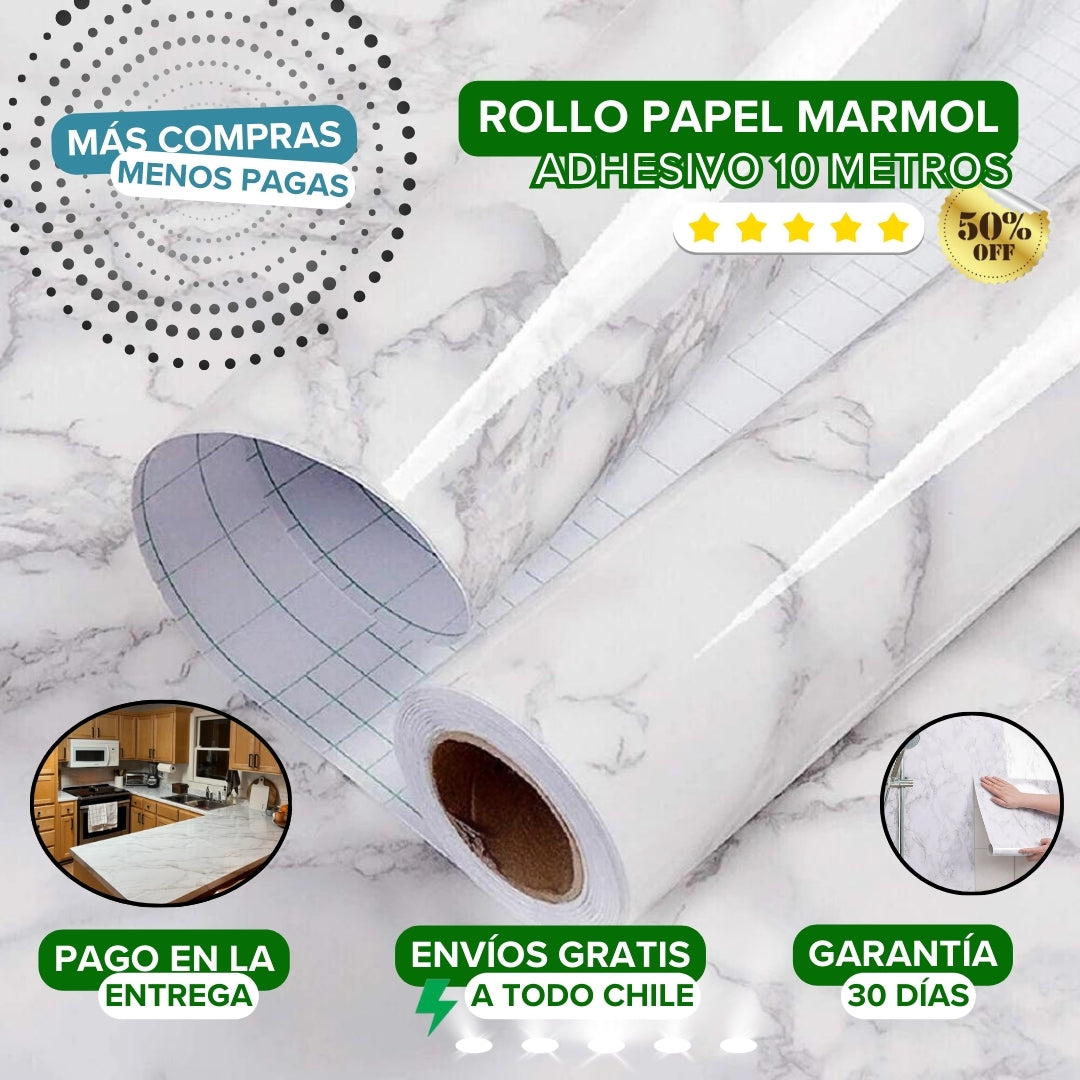 Papel Adhesivo Texturizado Mármol 10 metros - En Oferta✅