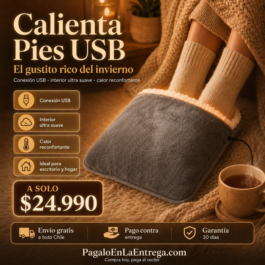 Calienta Pies USB — El gustito rico del invierno — $24.990