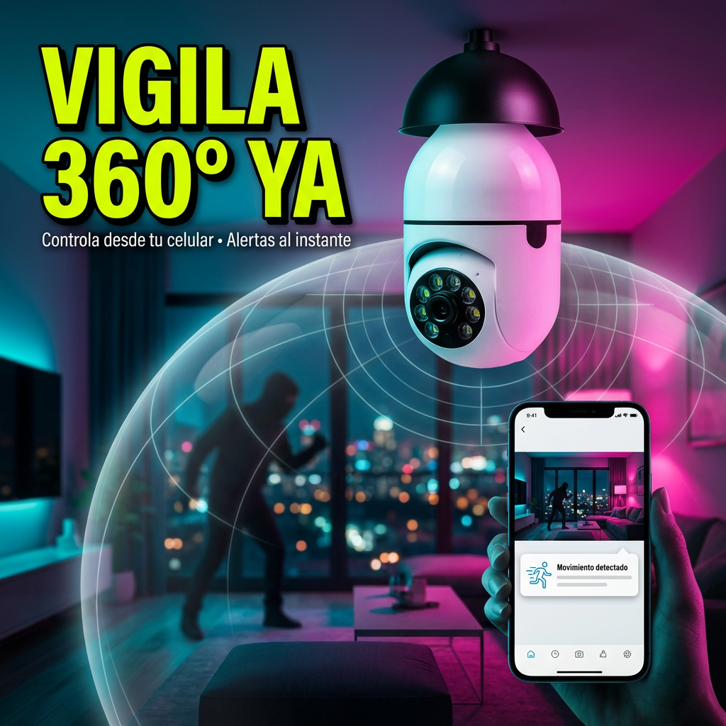 Cámara Foco De Seguridad HD Panorámica 360°
