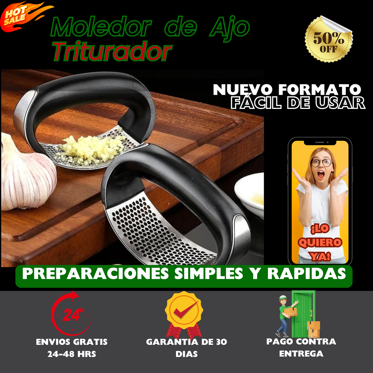 🔥 Moledor Triturador de Ajo de Acero Inoxidable + ¡Afilador de Cuchillos GRATIS! 🔪🧄