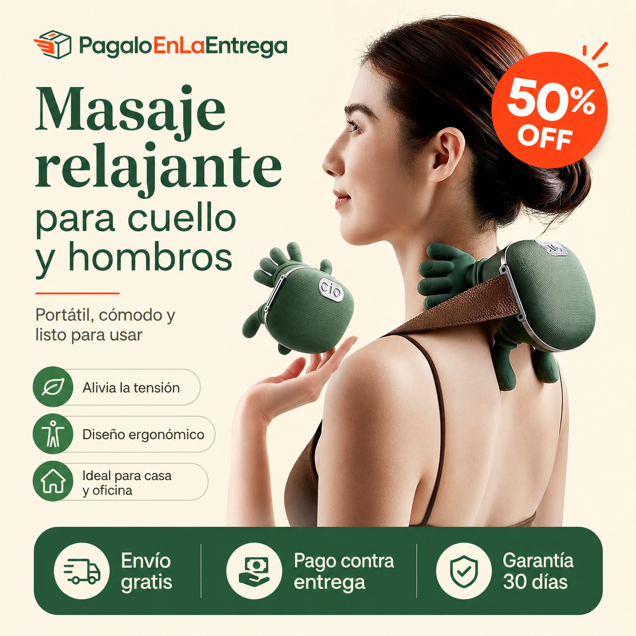 Masajeador De Cuello Con Manos Verde