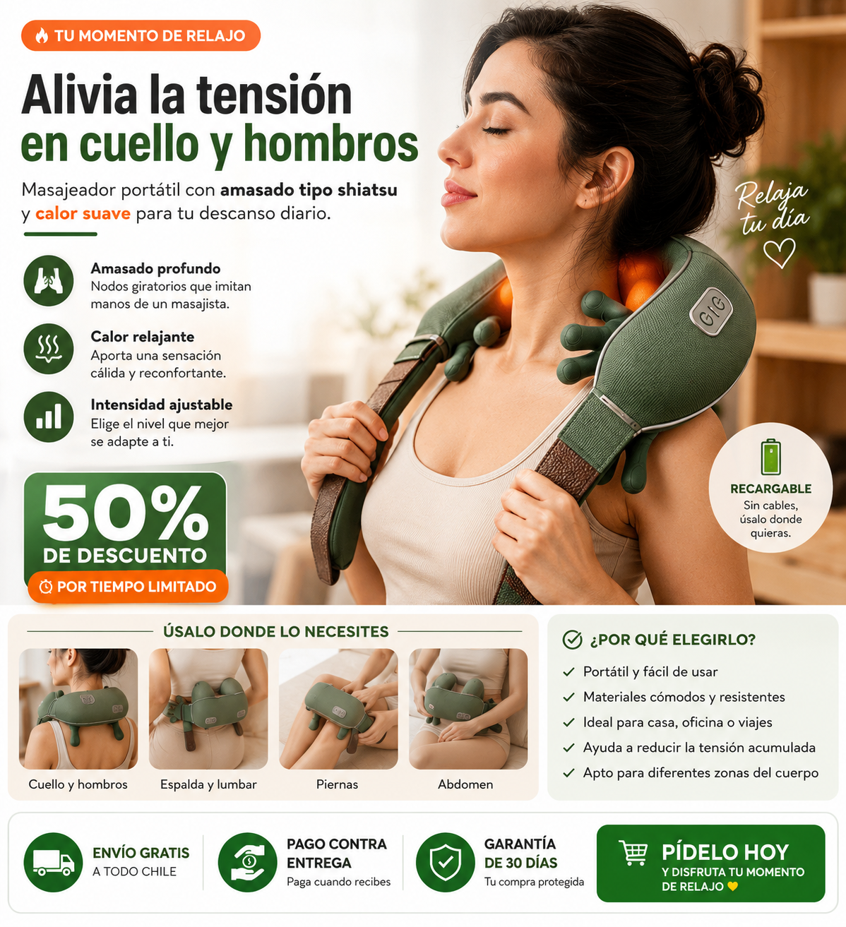Masajeador De Cuello Con Manos Verde