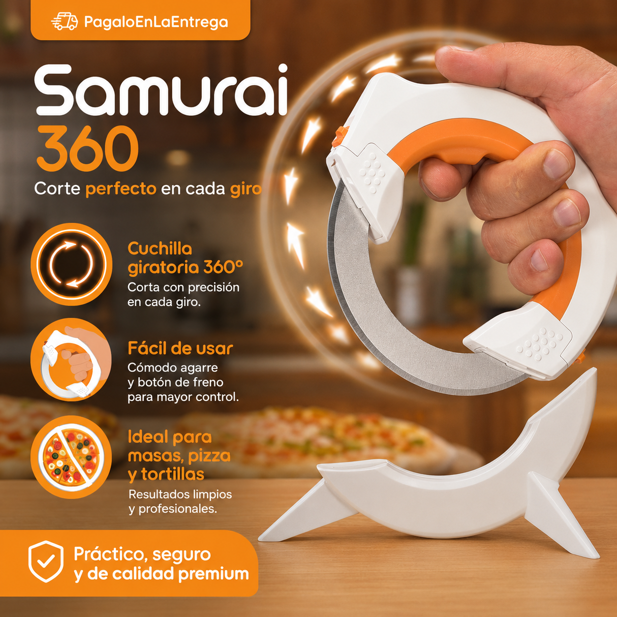 Samurai 360 — Cuchillo Circular Giratorio