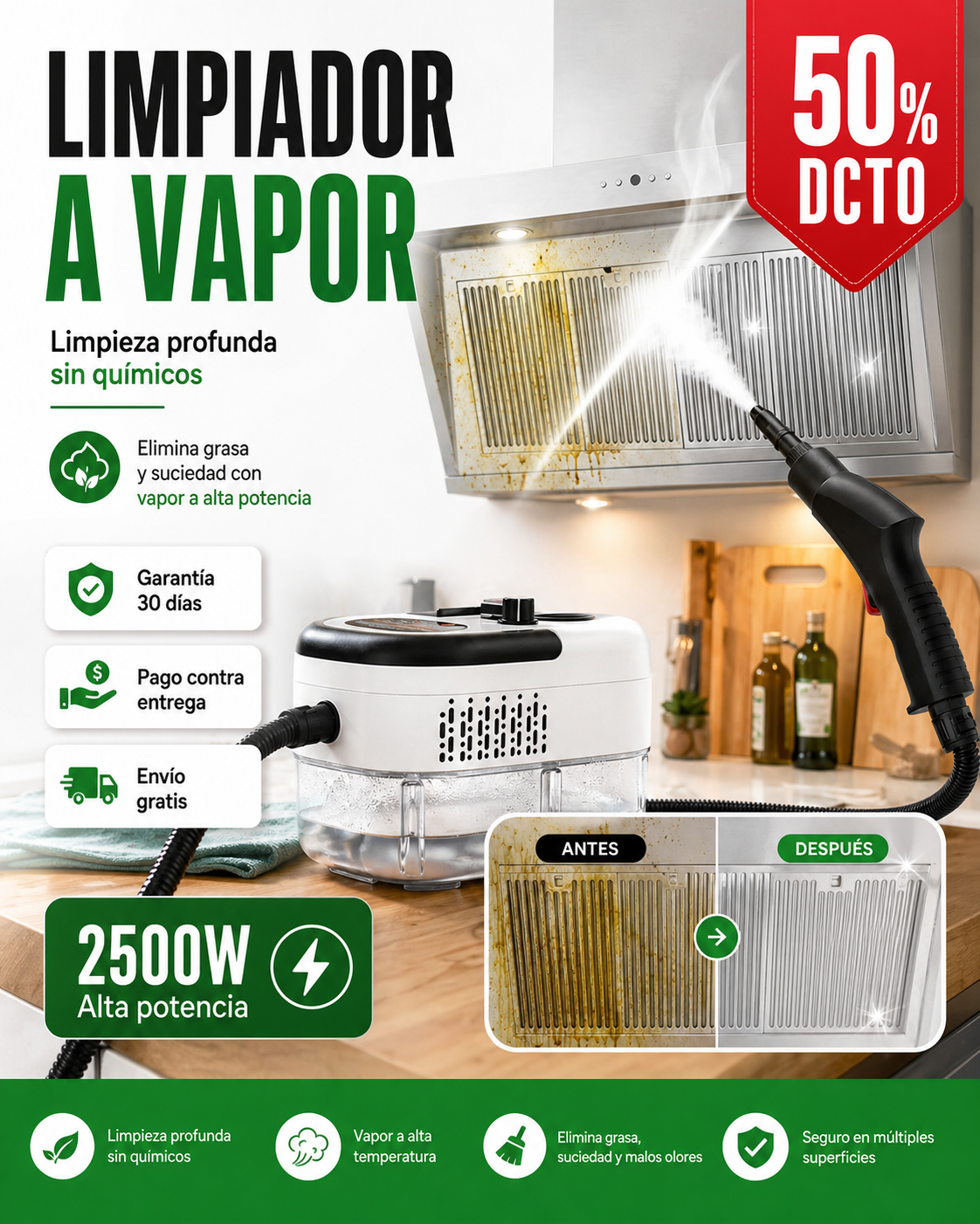 Limpiador A Vapor Presión 2500w Portátil 💨