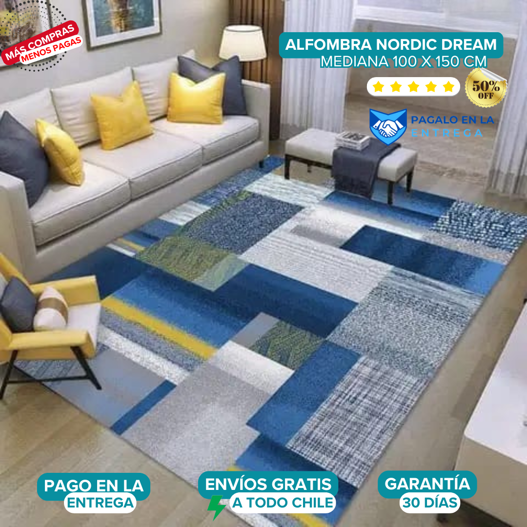 ✨ Decora con Estilo: Alfombra Modelo Nordic Dream - Antideslizante Mediana (100x150) – P=05