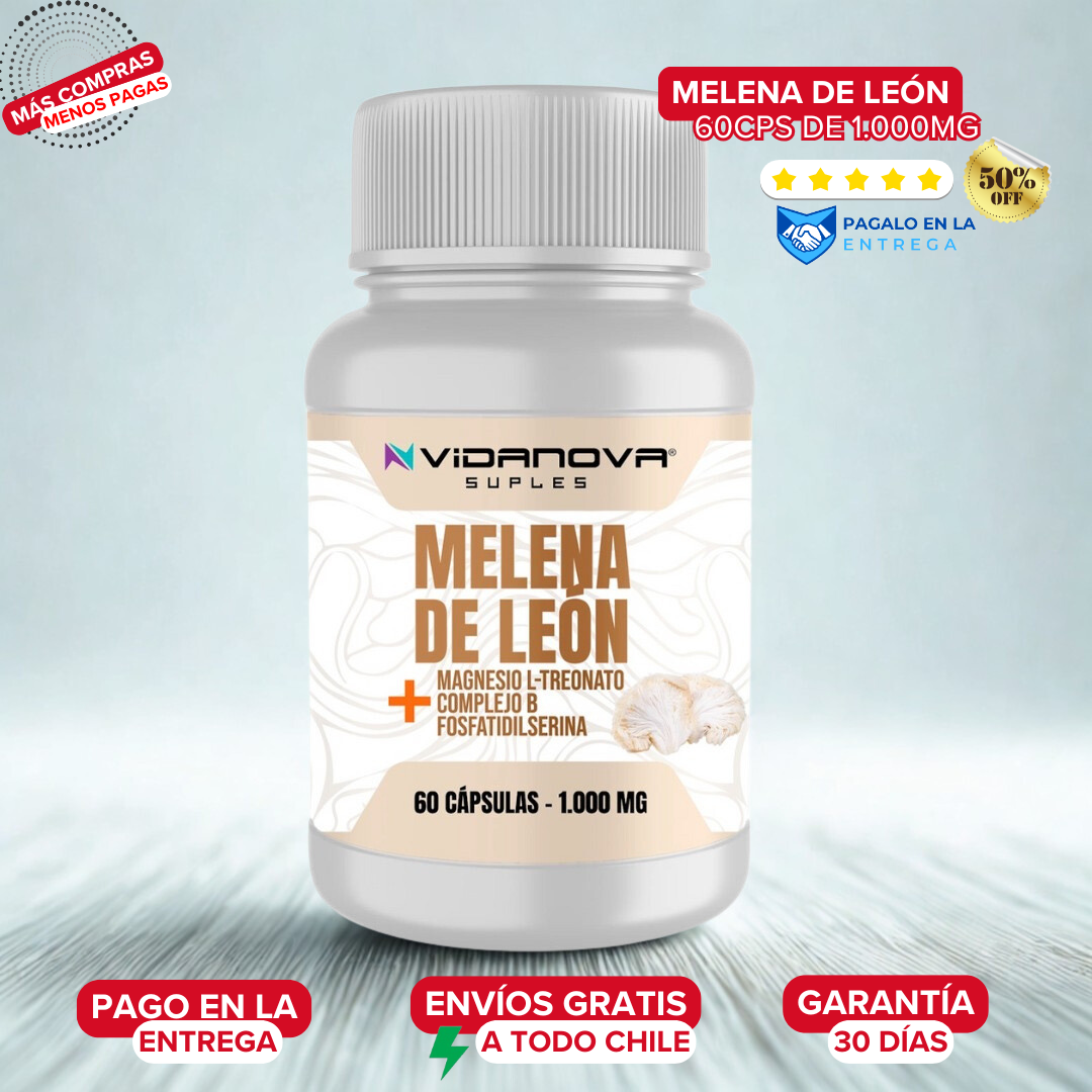 🧠🌿 Melena de León Fortificada 1.000 mg (60 cápsulas) — Vidanova