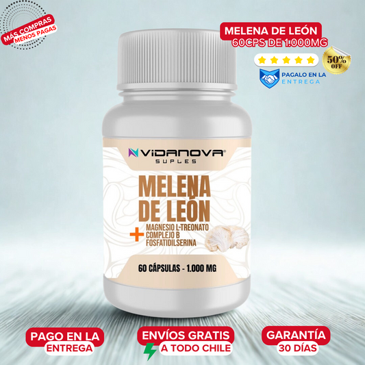🧠🌿 Melena de León Fortificada 1.000 mg (60 cápsulas) — Vidanova