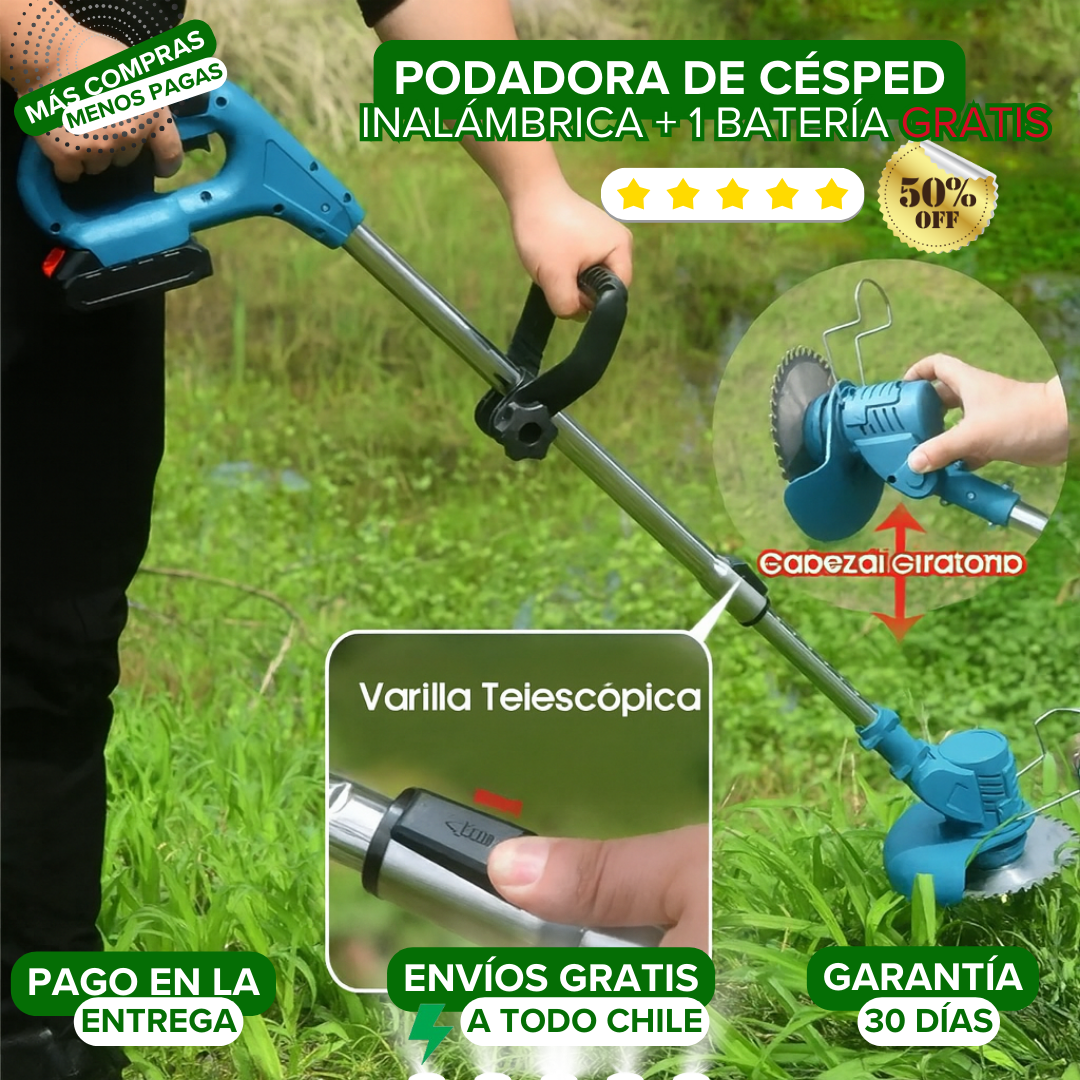 Podadora De Césped Inalámbrica con 1 Batería + 1 Batería 96V GRATIS | Oferta de Temporada 🌱✅