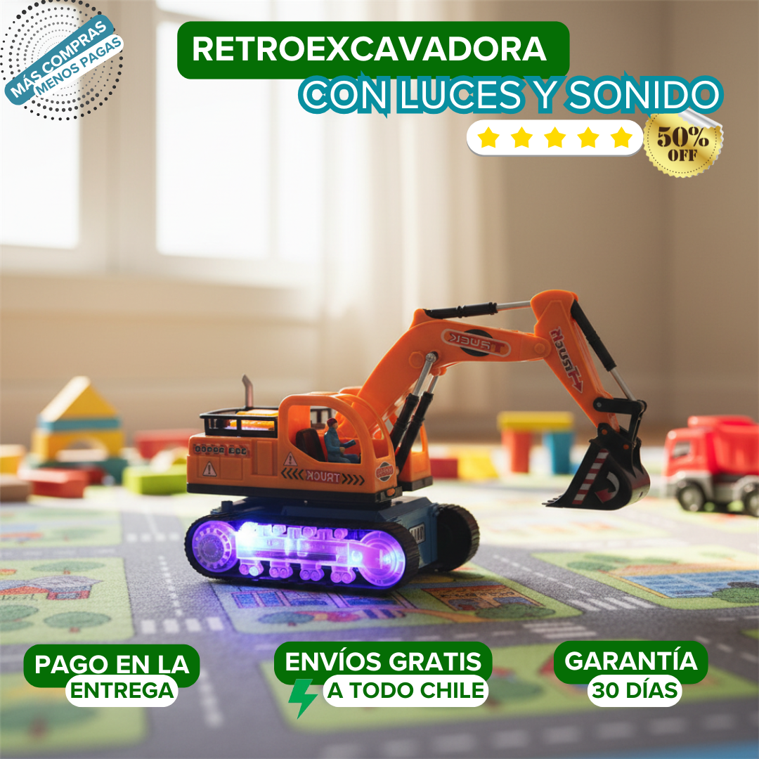 Retroexcavadora Con Luz y Sonido 🚧 🚜