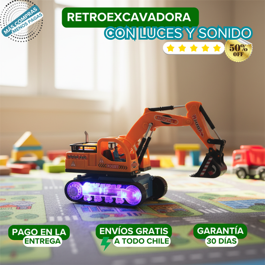 Retroexcavadora Con Luz y Sonido 🚧 🚜