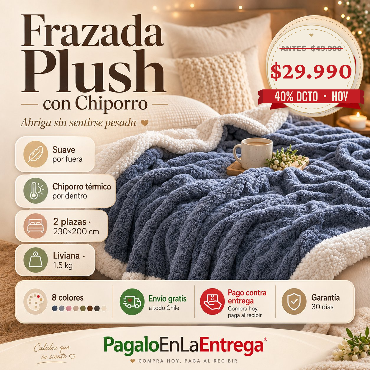 Frazada con Chiporro Superior | 2 Plazas 230x200cm | Variedades