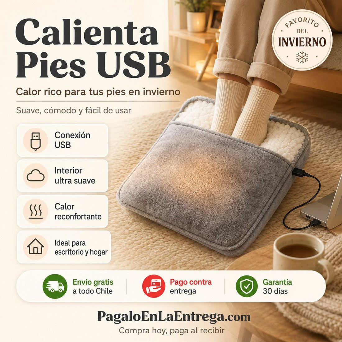 Calienta Pies USB — Calor rico para tus pies en invierno